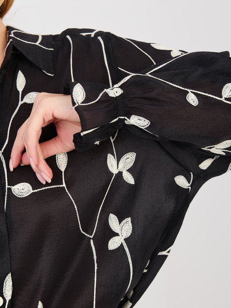 Czarna prześwitująca koszula z haftem