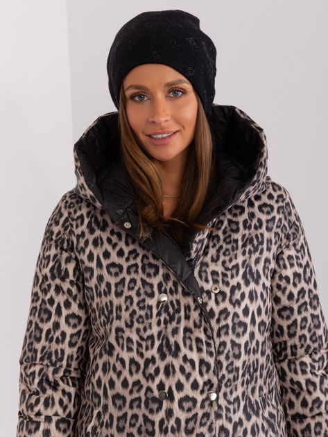 Hurt Czarna damska czapka zimowa z dżetami