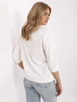 Ecru bawełniana bluzka z aplikacjami 