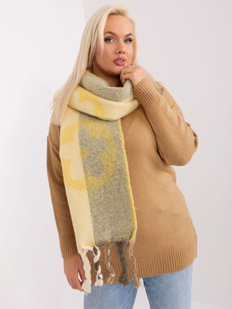 Hurtownia Żółty zimowy szal we wzory
