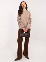 Ciemnobeżowa damska bluza bez kaptura 