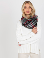 Hurt Szaro-czerwony ciepły komin z nadrukiem w kratę 