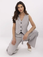 Gray striped women's suit set.