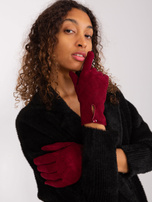 Hurt Bordowe damskie rękawiczki z ociepleniem 