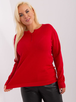 Hurt Czerwony damski sweter plus size z guzikami 