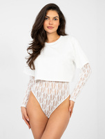 Białe dwuwarstwowe body z koronką