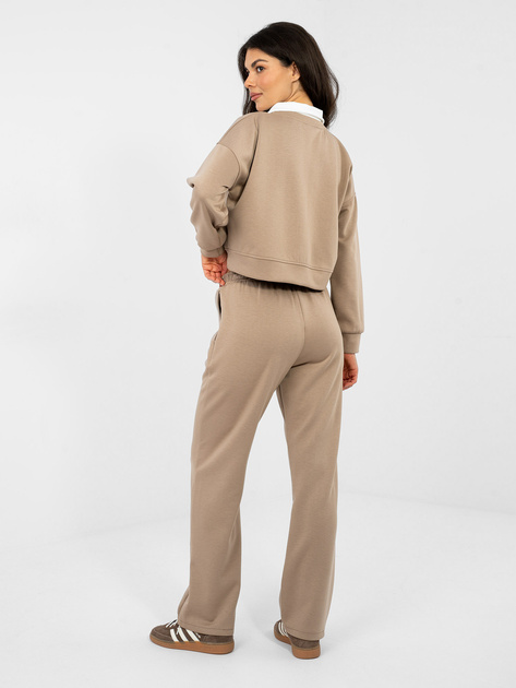Ciemnobeżowy dwuczęściowy komplet z haftem
