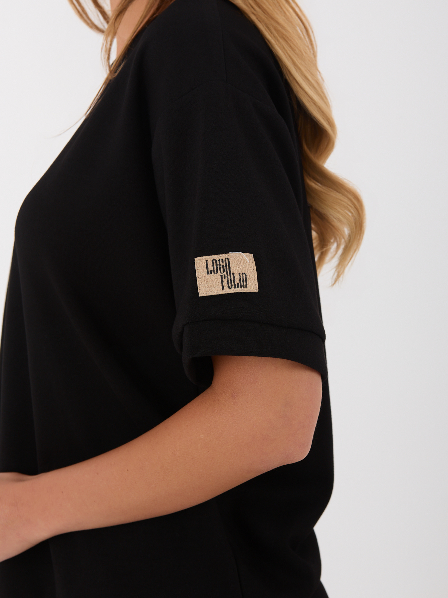 Czarny dwuczęściowy komplet z naszywką RUE PARIS 