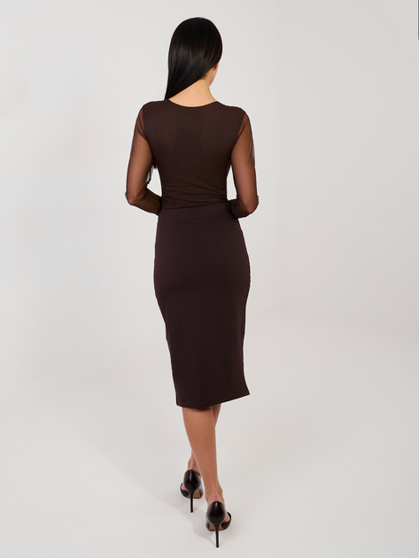 Czekoladowa dopasowana spódnica z bawełny BASIC FEEL GOOD