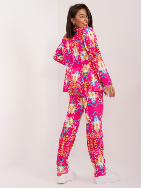 Hurt Ciemnoróżowy elegancki komplet damski z nadrukiem