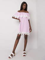 Jasnofioletowa sukienka hiszpanka z koronką Lee