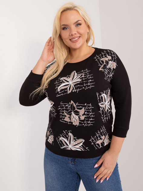 Hurt Czarna bluzka plus size z okrągłym dekoltem