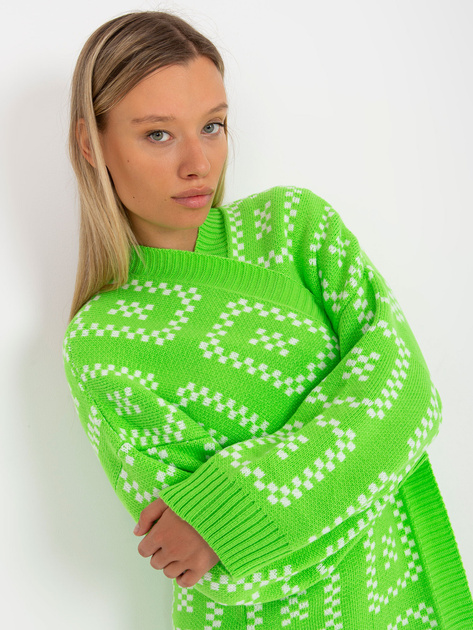 Hurtownia online Fluo zielony długi kardigan oversize RUE PARIS