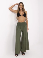 Khaki szerokie spodnie na lato