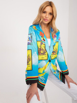 Hurt Niebieska jednorzędowa marynarka z printem