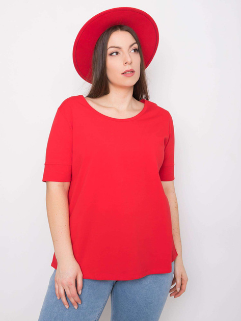 Czerwony t-shirt bawełniany plus size Missy