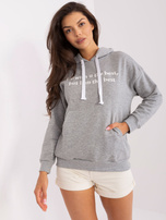 Hurtownia Szara damska bluza kangurka z napisem  