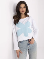 Hurt Biało-niebieska damska bluzka oversize z bawełny