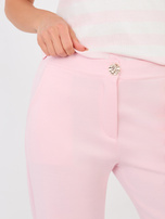 Jasnoróżowe spodnie z prostą nogawką RUE PARIS 