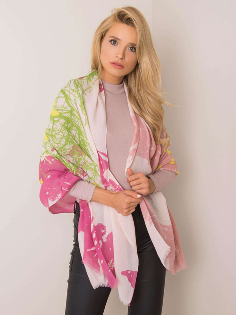 Ciemnoróżowo-zielona chusta we wzory