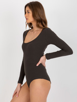 Hurt Khaki prążkowane body basic z długim rękawem