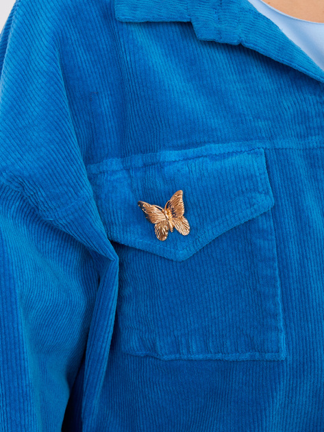 Ciemnoniebieska krótka kurtka z sztruksu RUE PARIS