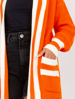 Hurt Pomarańczowy długi kardigan z kieszeniami RUE PARIS