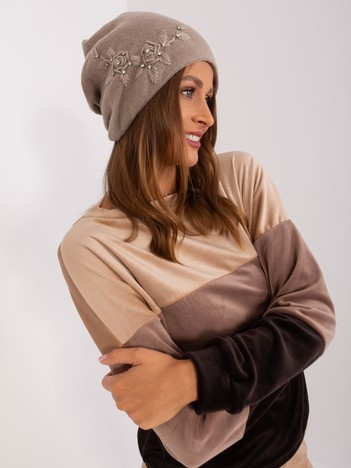Wholesale dark beige women's knitted hat.
