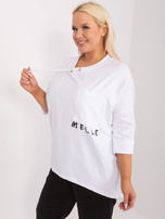 Hurt Ecru bawełniana bluzka plus size z rękawem 3/4