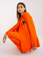 Hurt Pomarańczowa oversize marynarka z naszywkami