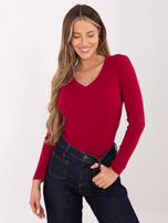 Bordowa bluzka basic w szeroki prążek RUE PARIS 