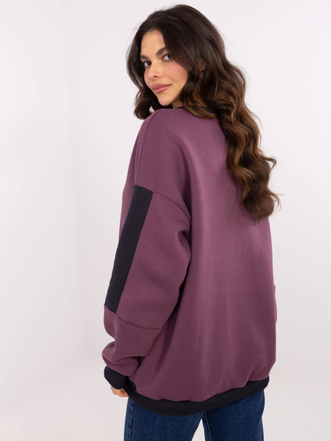 Hurt Ciemnofioletowa damska bluza bez kaptura z ociepleniem