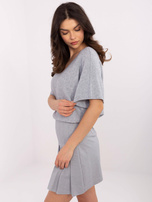 Hurt Szary dwustronny sweter z krótkim rękawem