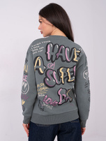 Khaki dresowa bluza bez kaptura SUBLEVEL 