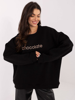 Czarna ocieplana bluza z napisem RUE PARIS