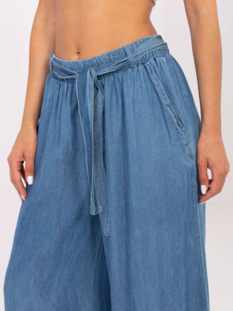 Niebieskie letnie spodnie z wiązaniem
