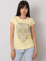 Jasnożółty t-shirt z aplikacją Skull