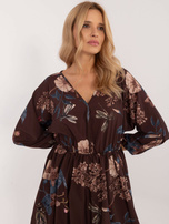 Hurtownia Brązowa sukienka mini w kwiatowy print