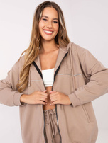 Ciemnobeżowy dresowy komplet ze spodniami