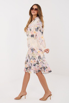 Light beige floral shirt dress.