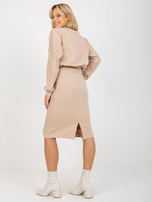 Hurtownia Beżowy casualowy komplet basic z krotką bluzą