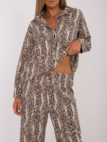 Hurt Beżowo-czarny komplet casualowy we wzory