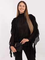 Czarna przezroczysta bluzka z golfem