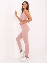 Jasnoróżowy sportowy komplet w prążek FOR FITNESS 