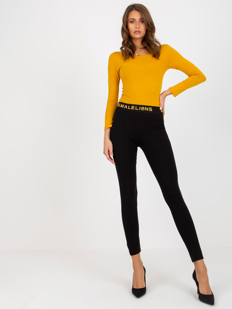 Hurtownia Czarne legginsy na co dzień z gumką w pasie