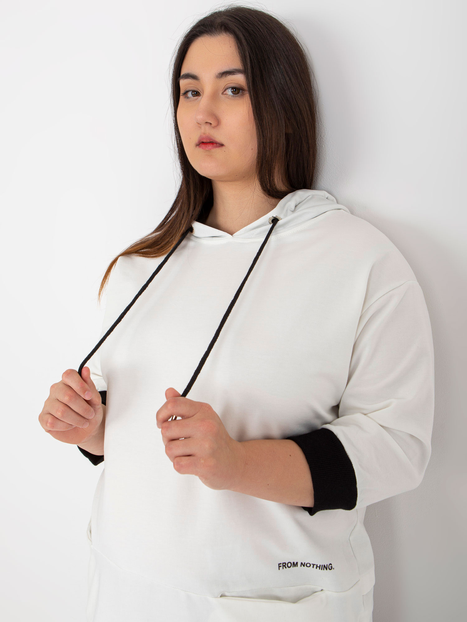 Ecru damska bluza plus size z bawełny