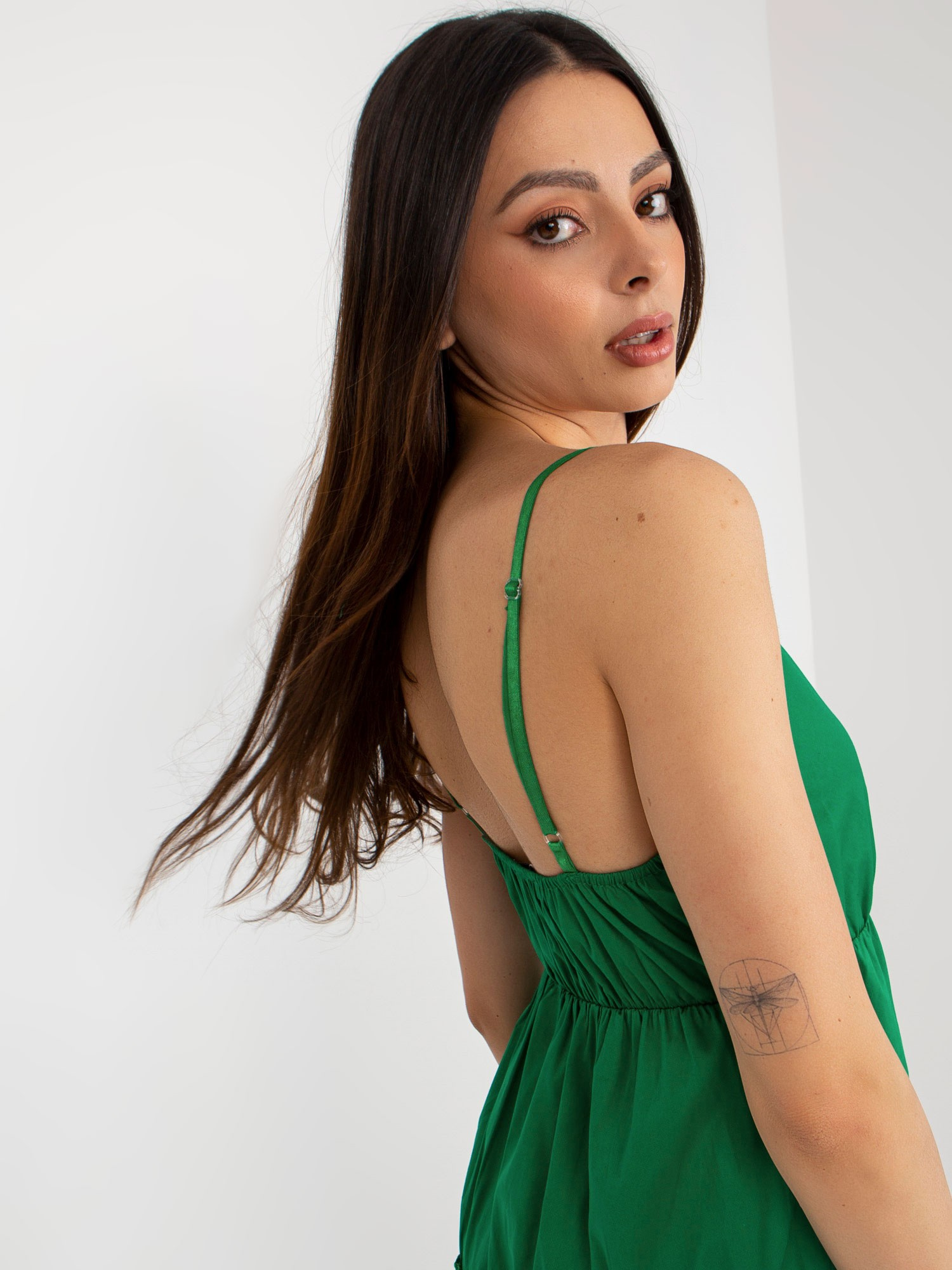 Hurt grüne ausgestellte Kleid mit Rüsche OCH BELLA.