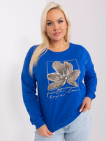 Hurt Ciemnoniebieska bluzka plus size z nadrukiem