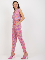 Hurt Różowe lekkie spodnie z materiału w kwiaty SUBLEVEL