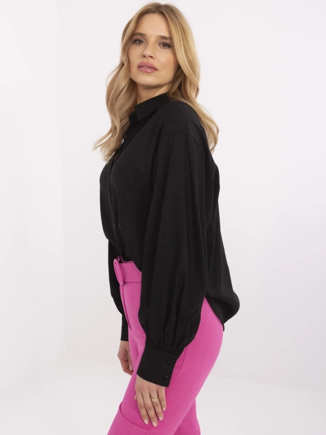 Czarna rozpinan koszula oversize z kieszenią